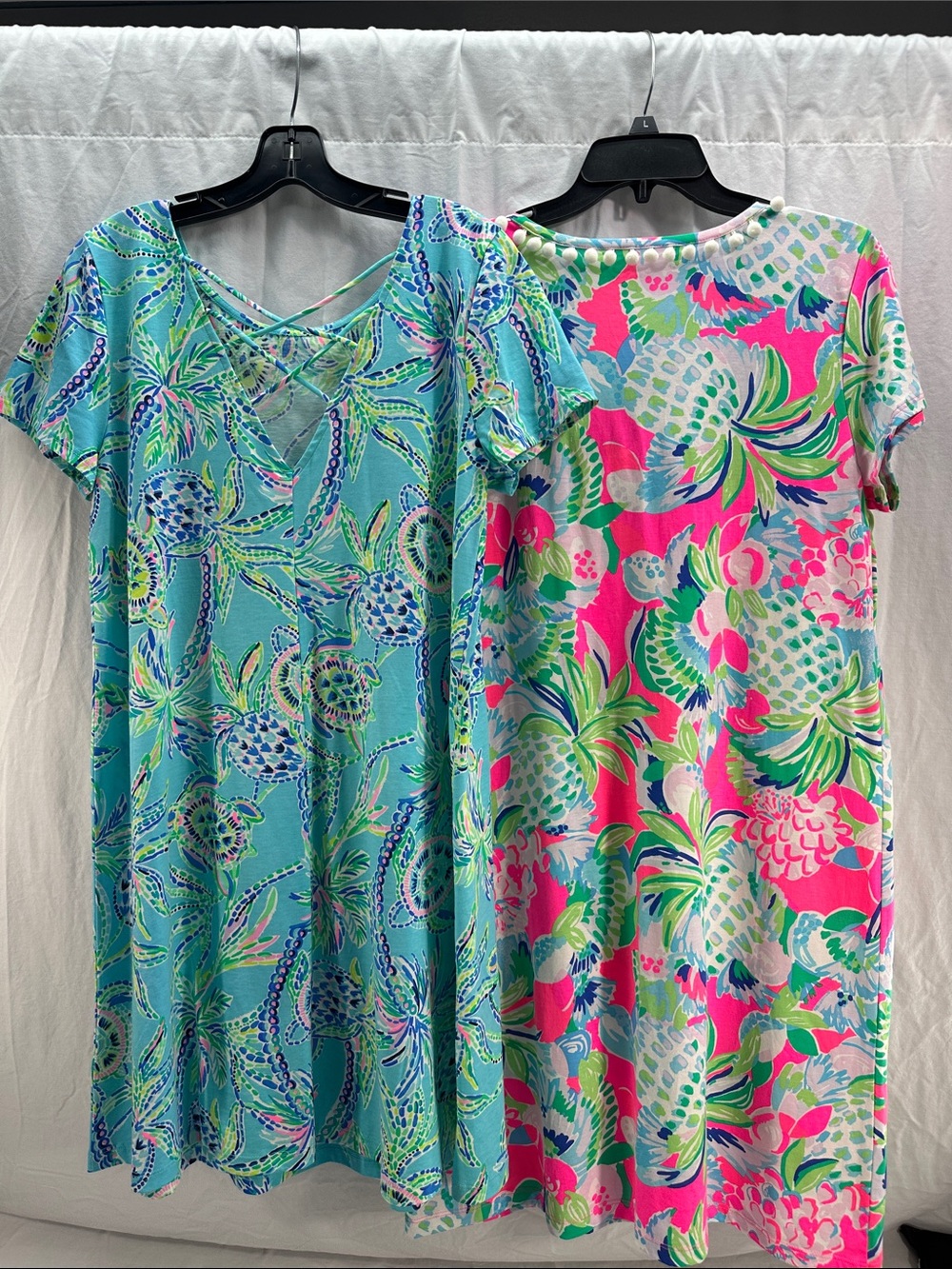 Lot 2X Lilly Pulitzer Large Bermuda Blue Turtles & Ibiza Pineapple Dresses - Picture 2 of 4